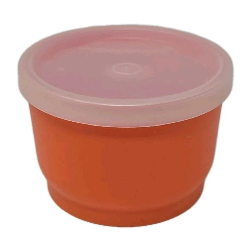 5 Vintage Tupperware #1229  Snack Cups 4oz With Lids Orange U57